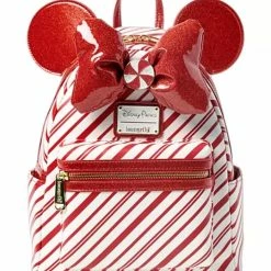 Hot Sale ???? Disney Loungefly ???? Backpack - Holiday Minnie Mouse - Peppermint ✨
