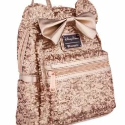Best deal 🛒 Disney Loungefly 🎒 Backpack - Minnie Mouse - Sequined Rose Gold 🔔
