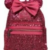 Deals ???? Disney Loungefly ???? Backpack - Minnie Mouse Sequin - Bright Pink ????