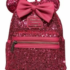 Deals ???? Disney Loungefly ???? Backpack - Minnie Mouse Sequin - Bright Pink ????