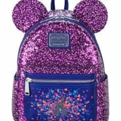 Wholesale ???? Disney Loungefly ???? Backpack - Fantasyland Castle Sequin - Purple & Silver ????